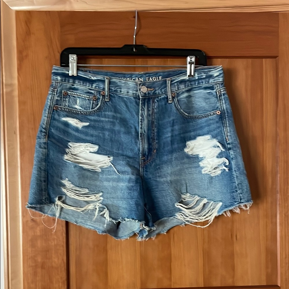 American Eagle Outfitters Blue High-Waisted Jean Shorts